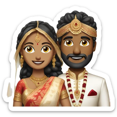 Indian groom with white skin blue eyes bride with saree sticker