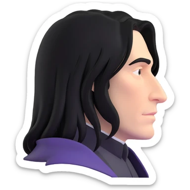 melancholy Snape side profile with long black hair sticker