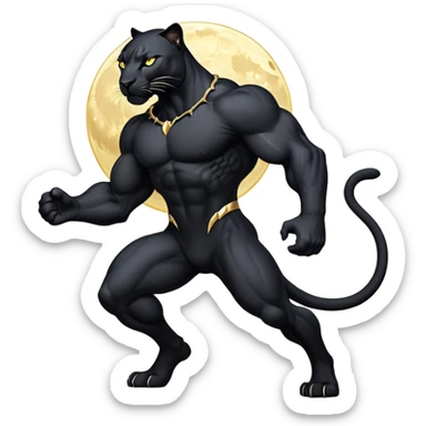 cinematic-panther-realistic-full-body-stalking-emoji,-sleek-midnight-black-coat-glowing-under-moonlight,-muscular-frame-moving-with-silent-power,-head-tilted-dramatically,-piercing-golden-eyes-filled-with-mystery,-simplified-yet-realistic-focused-features,-highly-detailed,-glowing-with-an-almost-sarcastic-glow sticker
