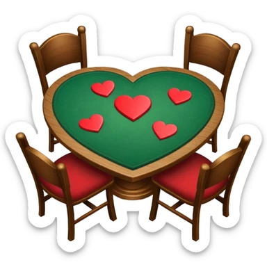 Hearts card playing table sticker