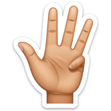 4 fingers up brown hand. Thumb tucked in sticker