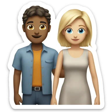 : a mother with dark hair, a father with blonde hair and blue eyes, and two children, both boys with blonde hair.” sticker