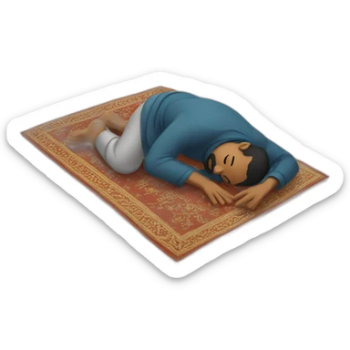 Muslim man prostrating himself on a carpet sticker