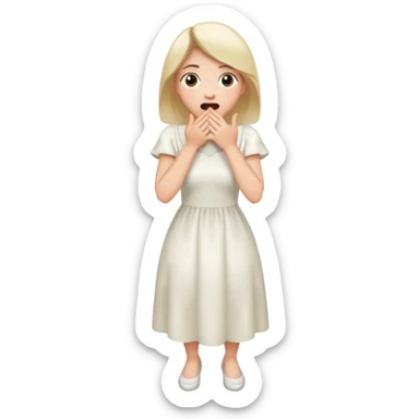 woman surprised with her hands over her mouth, full body sticker