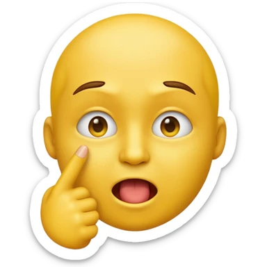 please create an emoji of the yellow face emoji kind of it bitting its index finger with a cheeky expresion sticker