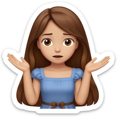 girl that doesn't care, she is like whatever, brown long hair, cute dress and her hands showing like i don't know whatever, make her look little bit bored sticker