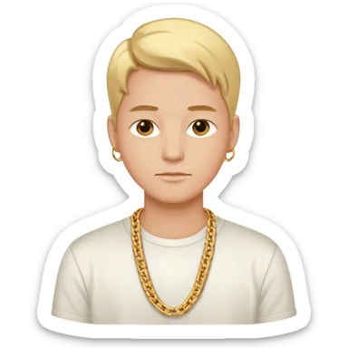 Neutral entrepreneur with gold chain, relaxed confident expression, minimal luxury feel sticker