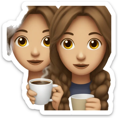 A girl with brown hair drinks coffee sticker
