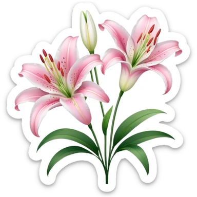 Pink and white lilies sticker