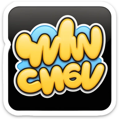 “Emoji-style graffiti text saying ‘TYCW.’, bold smooth strokes, cartoon style, thick rounded lines, modern emoji aesthetic, clean vector look, high contrast, centered composition, transparent background, flat colors, no texture, no realistic effects, sticker emoji style, sticker