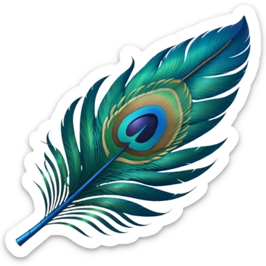 Here's a custom-generated image of a majestic peacock feather inspired by Krishna's divine adornment: the eye-like tip in shimmering blues and greens, elegant curve, and glowing aura on a transparent background. You can right-click and save it, or copy-paste into apps like instgram sticker