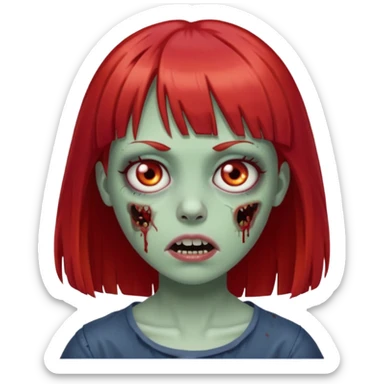 Uma zumbi garota com cabelo vermelho liso e franja reta sticker