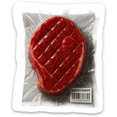 diamond-textured meat steak, shiny and inflated sticker