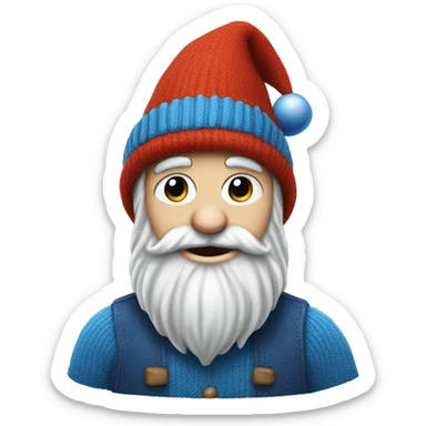 gnome with blue woolen hat, dark beard sticker