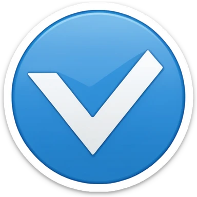 A check mark in a completely blue circle like a max sticker