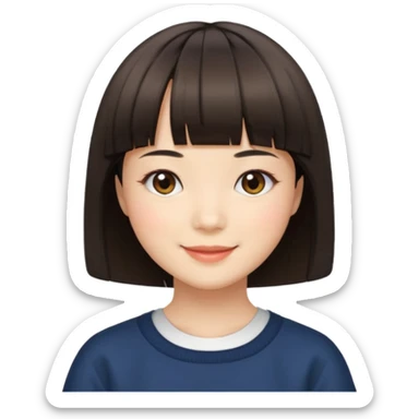 Japanese girl with bob haircut and bang sticker