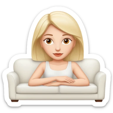 Women lying on a white sofa  sticker