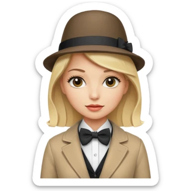 Bow Ties, Coats, and hat, lady, modern, blonde sticker