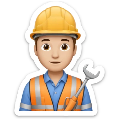 construction worker with hard hat and tool sticker