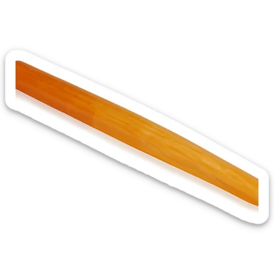 Create a full-size pool cue stick viewed from above in the exact retro 90's toy style as the orange fish reference. The cue stick should have natural wood colors, be partially transparent, soft plastic, soft and squishy texture, some cloudiness, a bit shiny, highly detailed, appealing, no eyes, no tape, and no background. The shape and proportions should match the reference pool cue stick image. sticker