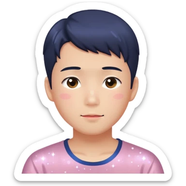 Gorgeous bright sparkly romantic Asian anime gentle man with blushing face aesthetic trending style outside sticker