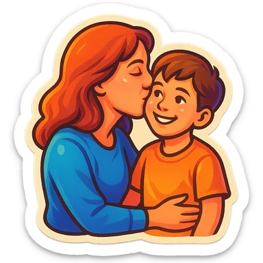 The part about the kiss on the cheek and the part about the kiss on the eye, a mother and son thing sticker