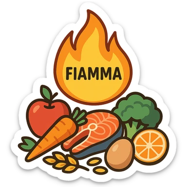 fiamma su cibo, metabolismo  sticker