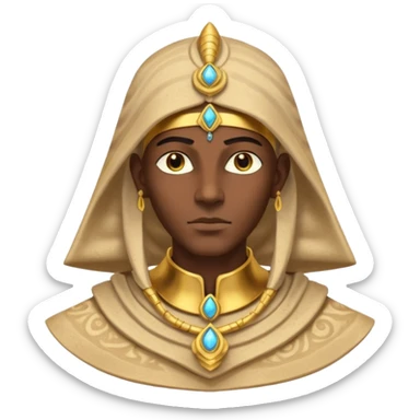 ancient pharaoh sand mage portrait, head and shoulders only, Egyptian-inspired hood collar, gold ornaments, mystical sand swirl, glowing eyes, 3D cartoon, mobile game icon style, clean background, no text, no watermark
 sticker