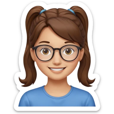 brown haired Ponytail Girl with Glasses sticker