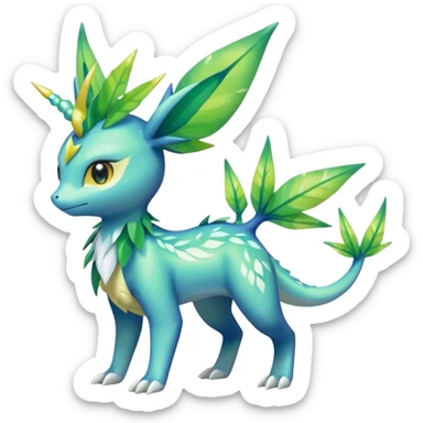 Shiny Exotic Colorful Tropical Shaymin-Vaporeon-Sceptile-Flygon-Meloetta-Pokémon-Fakémon-fusion, full body sticker