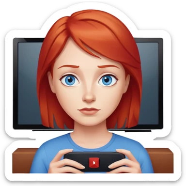 Mom with blue eyes and red hair watching netflix on tv sticker