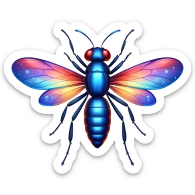 glitter red and blue firefly sticker