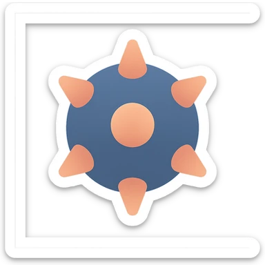 Render just the mace head as a clean and simple color icon with transparent background. sticker