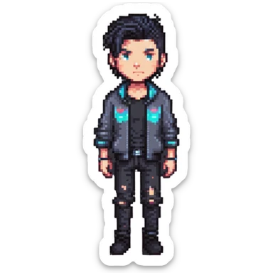 modern pixel art male character with contemporary clothing and hairstyle sticker