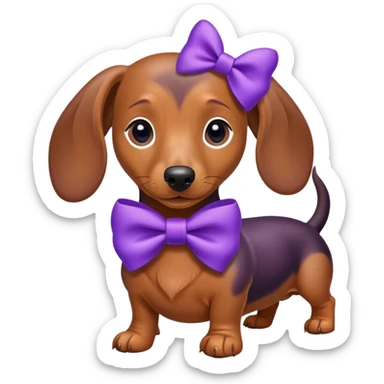 dachshund with a purple bow￼ sticker