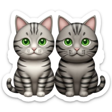 Two grey tabby cats one fat one thin sticker
