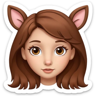 Make a cute girl deer with brown hair and big brown eyes give her cute lashes sticker