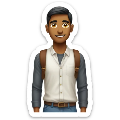 a skinny yet athletic indian youth who's a COO of a startup and a founder getting into harvard sticker