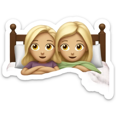 Two blonde kids, one boy, one girl, sick in bed, at home, get better soon sticker