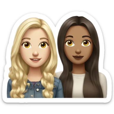 Realistic Russian Brunette hair girl and a blonde haired bestie  sticker