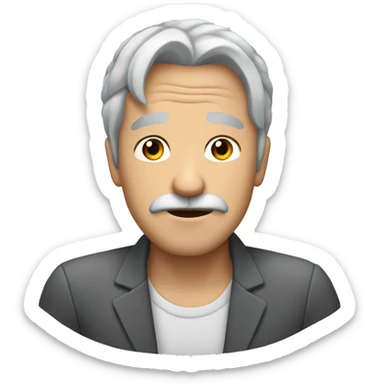 Gray hair face palm male no mustache sticker