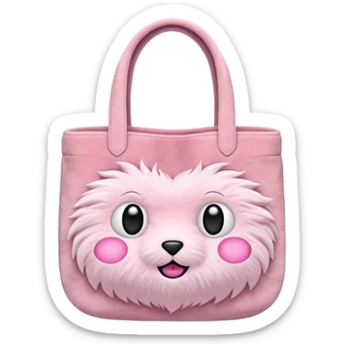 pink plush tote bag  sticker