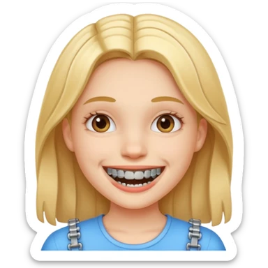 girl with metal braces on teeth sticker
