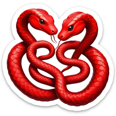 Two red snakes making a heart sticker
