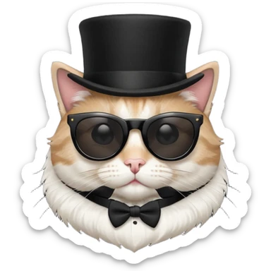 Cat with sunglasses and a top hat sticker
