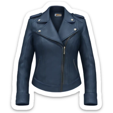  Realistic open front Navy blue leather fashion jacket isolated.  sticker