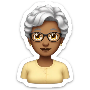 black hair, grandma, short sticker