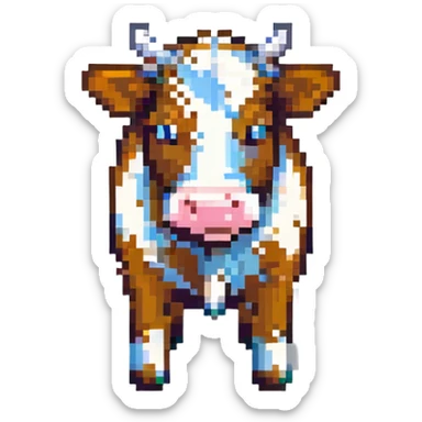 extremely blocky ultra-minimal pixel art Minecraft cow emoji with only 2 or 3 large square pixels, abstract and simple sticker