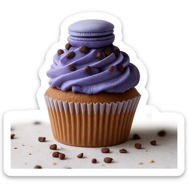 Change the icing to blueberry, keep the realistic cupcake and accessories, photorealistic style, transparent background. sticker
