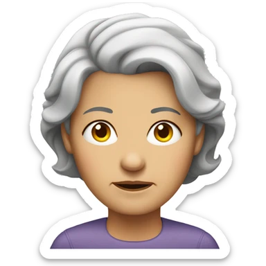frowning older woman straight gray hair sticker